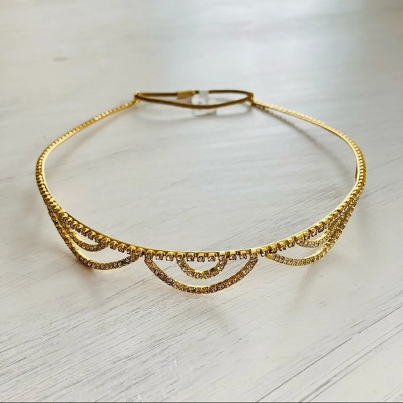 Anthropologie Jennifer Behr Elisabetta Tiara 12K Plated Gold - Picture 6 of 10
